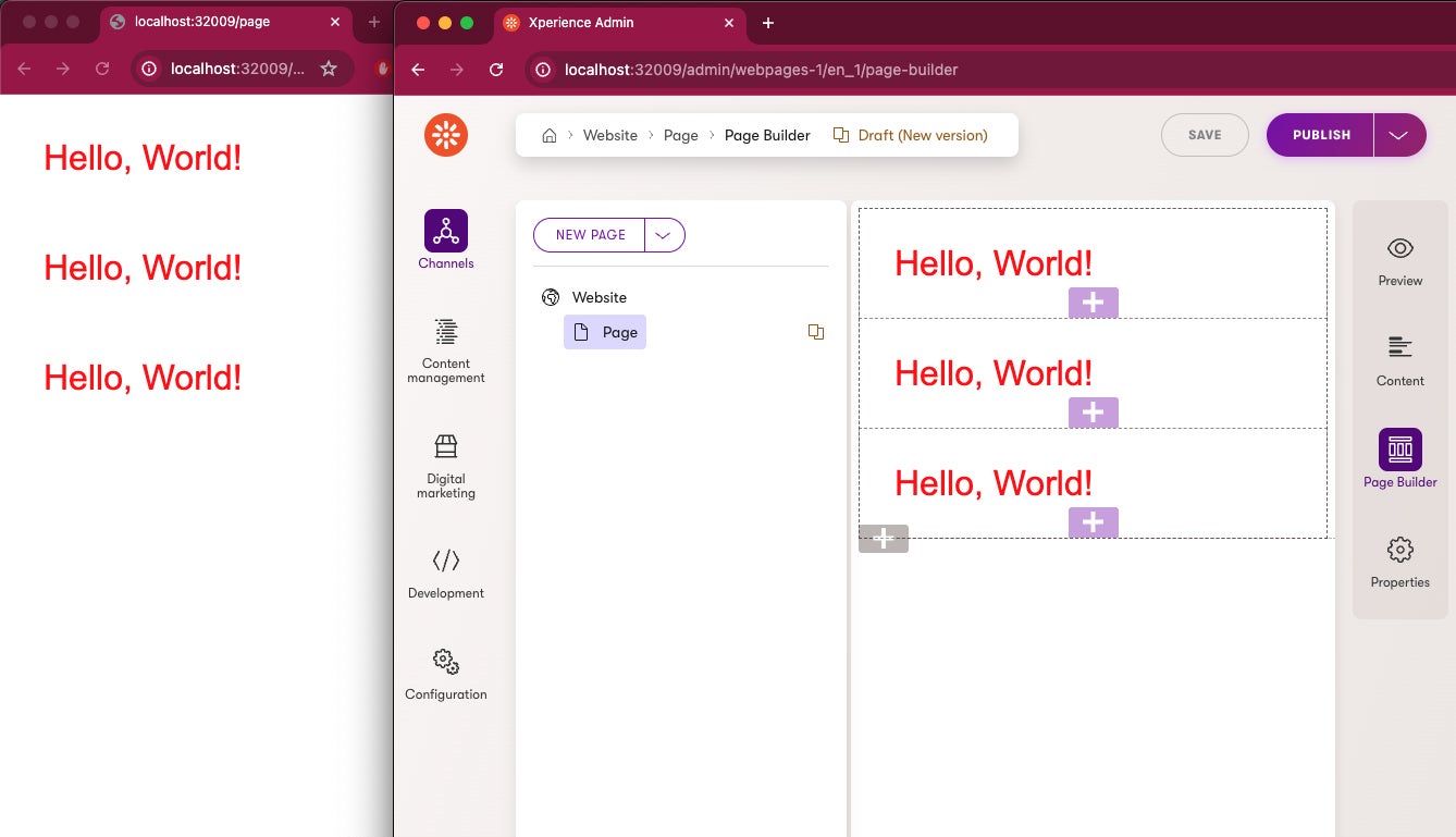 The script is executed on the live site and in the Page builder